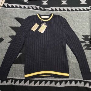 Golden Goose Navy Men's round-neck sweater with contrasting ribbing size m new